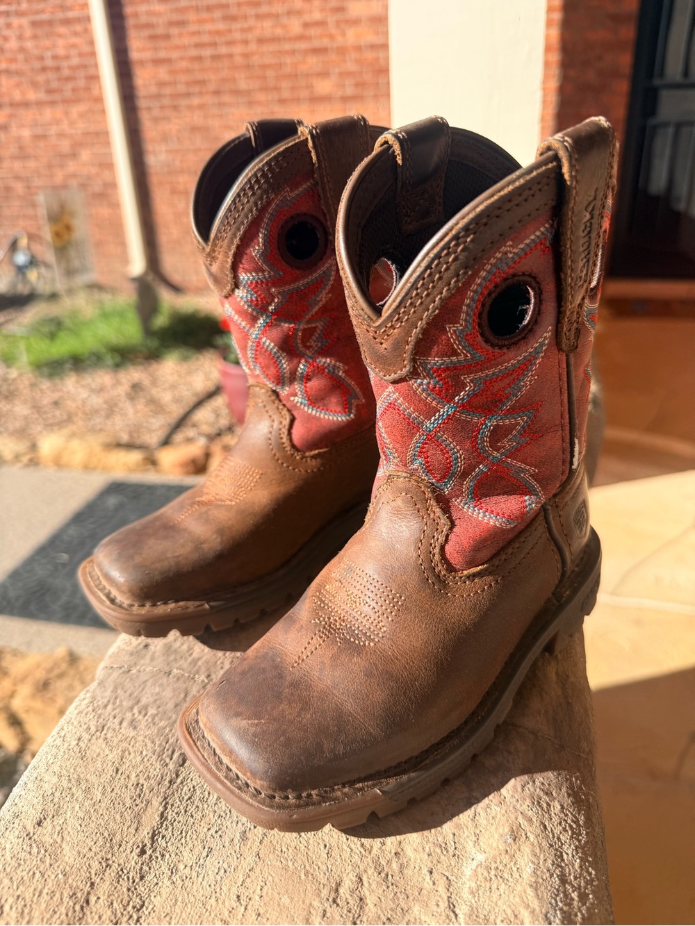 Rocky Brown and Red Kids' Pull-On Work Boots